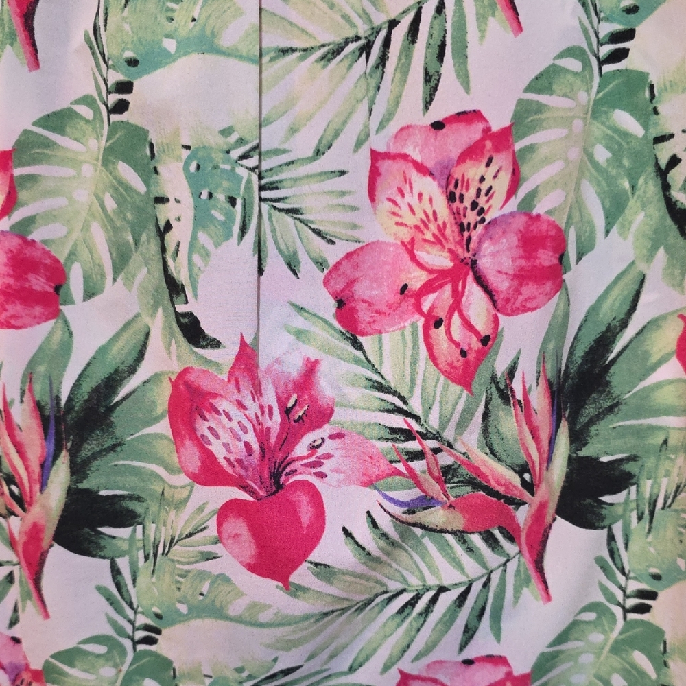 Dalia Tropical Floral Sleeveless Top Women's 10/12 Pink Green Resort EUC - Picture 7 of 7